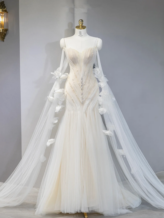 Light apricot strapless fitted waist sexy long ball gown, bridal dress R9042