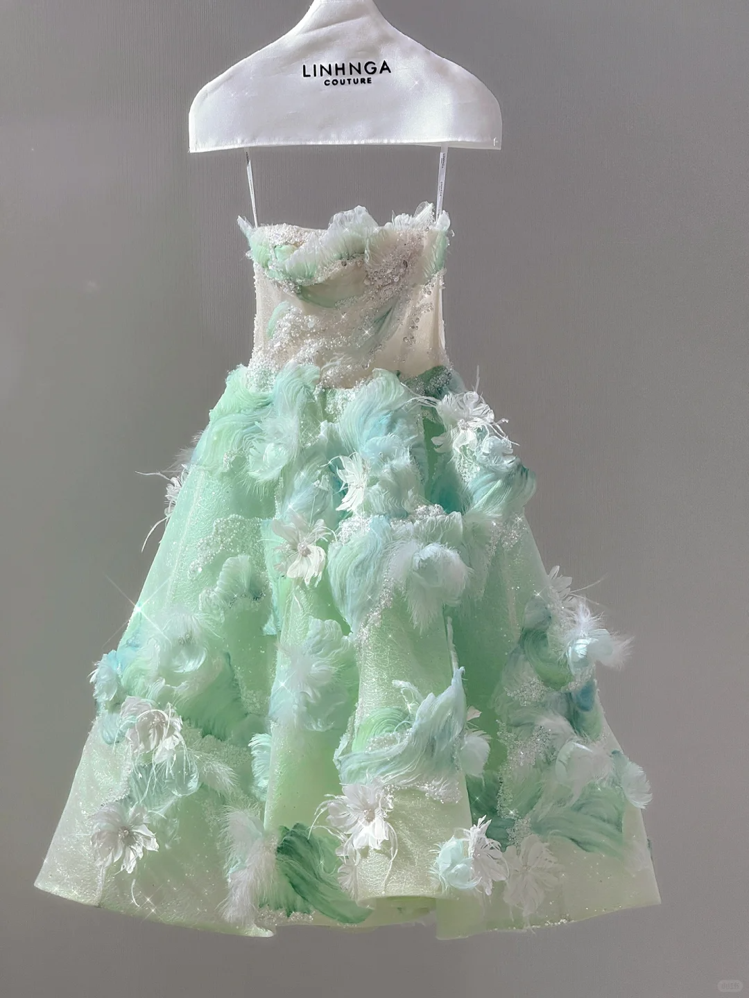 Turquoise suspender bright diamond design three-dimensional embellishment design fresh short skirt homecoming dress R4193