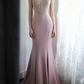 Light pink embroidered floral pattern fitted waist bodycon long ball gown R6696