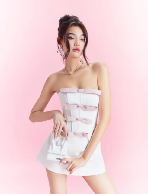 White tube top waist A-line short skirt dress suit homecoming dress R4883