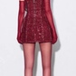 Red suspenders waist slim sexy sequin skirt homecoming dress R4556