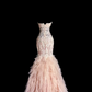 Light pink strapless lace bodycon long ball gown R6616