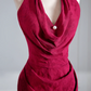 Rose pink halter neck fitted waist slimming sexy long ball gown R8149