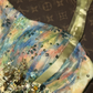 Yellow floral print halter-neck fitted long ball gown R7015