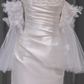 White one-shoulder beaded waist slim satin maxi bridal gown R5782