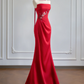 Red strapless, fitted waist, elegant long ball gown R8170
