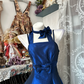 Blue halter neck satin waist slim fit A-line maxi ball gown R6136