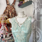 Light green sleeveless fitted satin long dress, ball gown R6336