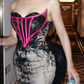 Black lace strapless fitted waist bodycon sexy long ball gown R6415