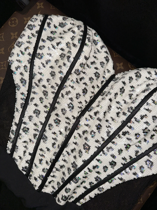 Black strapless sequined fitted long ball gown R6975