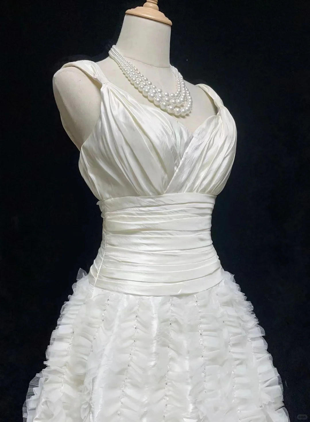 White suspenders sexy waist slim flower skirt mid-length skirt homecoming dress R4964