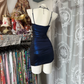 Dark blue suspender satin waist slim hip short skirt ball gown R6177