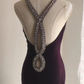 Deep purple halter-neck fitted bodycon long ball gown R6775