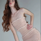Light pink tube top slim waist design hip skirt homecoming dress R4394