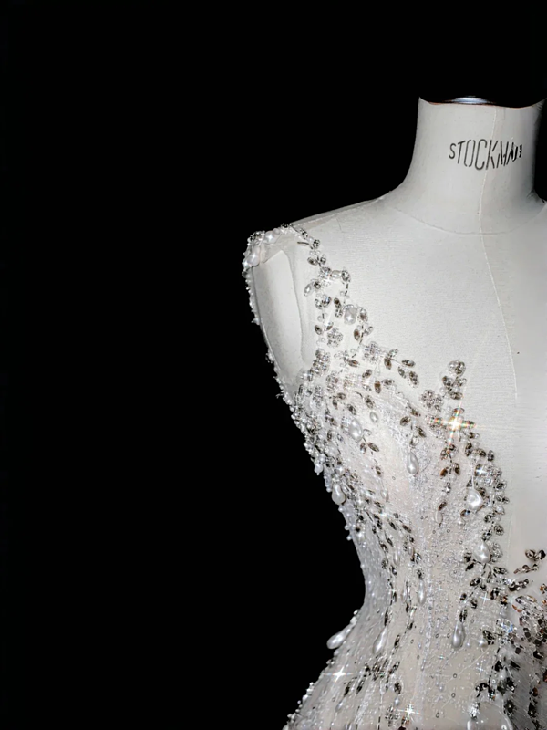 White suspenders waist hip sexy dress skirt, prom dress R5625