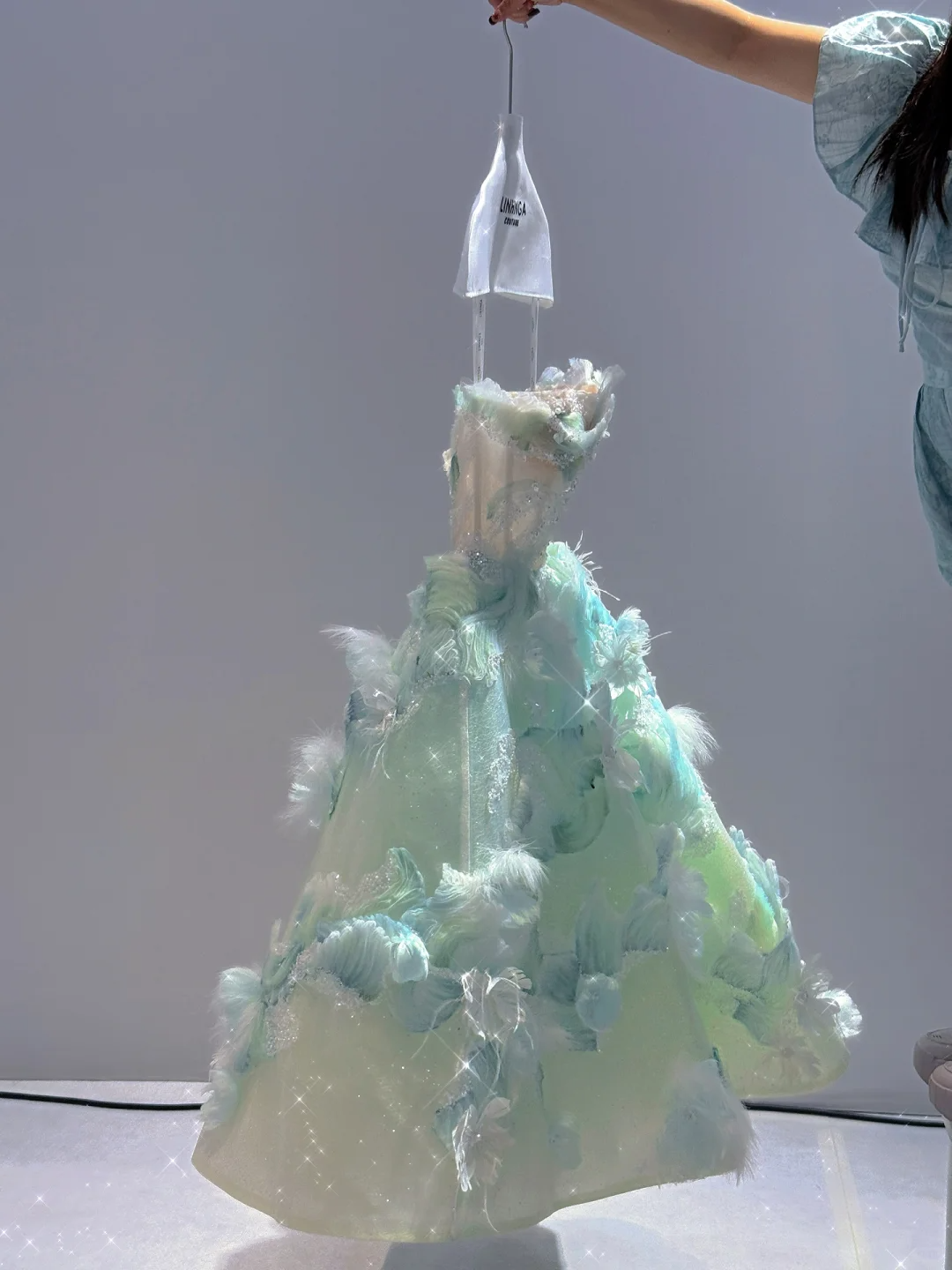 Turquoise suspender bright diamond design three-dimensional embellishment design fresh short skirt homecoming dress R4193