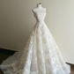White strapless, waist-cinched, full-skirted long prom dress R7962
