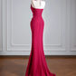 Rose pink halter neck fitted waist slimming sexy long ball gown R8149