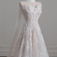 White lace strapless fitted long ball gown/bridal dress R8236