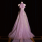 Pinkish-purple halter-neck fitted long ball gown, bridal dress R8952