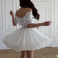 White one-shoulder gentle sexy waist slim short skirt homecoming dress R5585