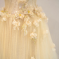 Apricot-colored off-shoulder fitted long ball gown R8892