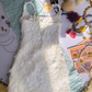 White suspenders three-dimensional flowers waist slimming short skirt homecoming dress R5045