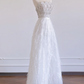 Silver strapless rhinestone-embellished fitted bodice with white A-line skirt, long ball gown/bridal dress R8286