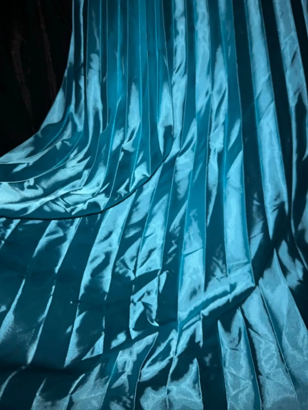 Lake blue strapless fitted satin long ball gown R6855