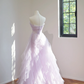 Light purple strapless, fitted waist, full skirt, long ball gown R8461
