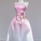 Light pink gradient strapless waist-cinching long ball gown R8256