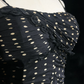 Black suspender polka dot pleated waist slim hip mid-length skirt homecoming dress R4923