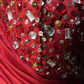 Red suspenders slim waist pleated hip skirt homecoming dress R5226