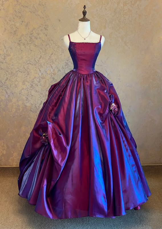 Purple halter-neck fitted waist ball gown R7228