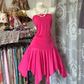 Rose pink strapless fitted waist slim-fit short ball gown with irregular hem R7803