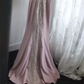 Light pink embroidered floral pattern fitted waist bodycon long ball gown R6696