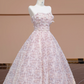 Light pink strapless, fitted waist, full skirt, long ball gown, bridal dress R8343