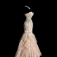 Light pink strapless lace bodycon long ball gown R6616