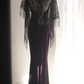 Deep purple halter-neck fitted bodycon long ball gown R6775