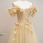 Apricot-colored off-shoulder fitted long ball gown R8892