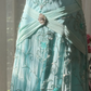 Light blue halter-neck, fitted, backless, long ball gown R7762