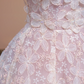 Light pink strapless, fitted waist, full skirt, long ball gown, bridal dress R8343