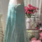 Light blue halter-neck, fitted, backless, long ball gown R7762
