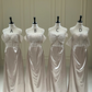Light-colored strapless waist-cinched figure-flattering satin ball gown, bridesmaid dress R5937