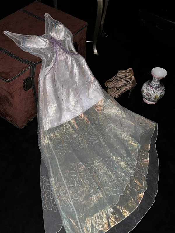 Light pink sexy fitted floral ball gown R7055