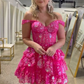 Rose red suspender waist puffy skirt homecoming dress R5545