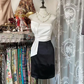 White strapless top and black pencil skirt, prom dress R7454