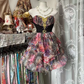 Pink strapless tie-dye fitted waist sexy short ball gown R7882