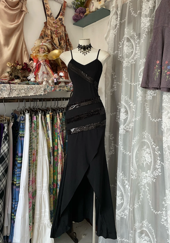 Black halter-neck fitted bodycon mermaid skirt ball gown R6376