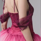 Pink suspender tie gradient waist slim fit puffy skirt homecoming dress R4516